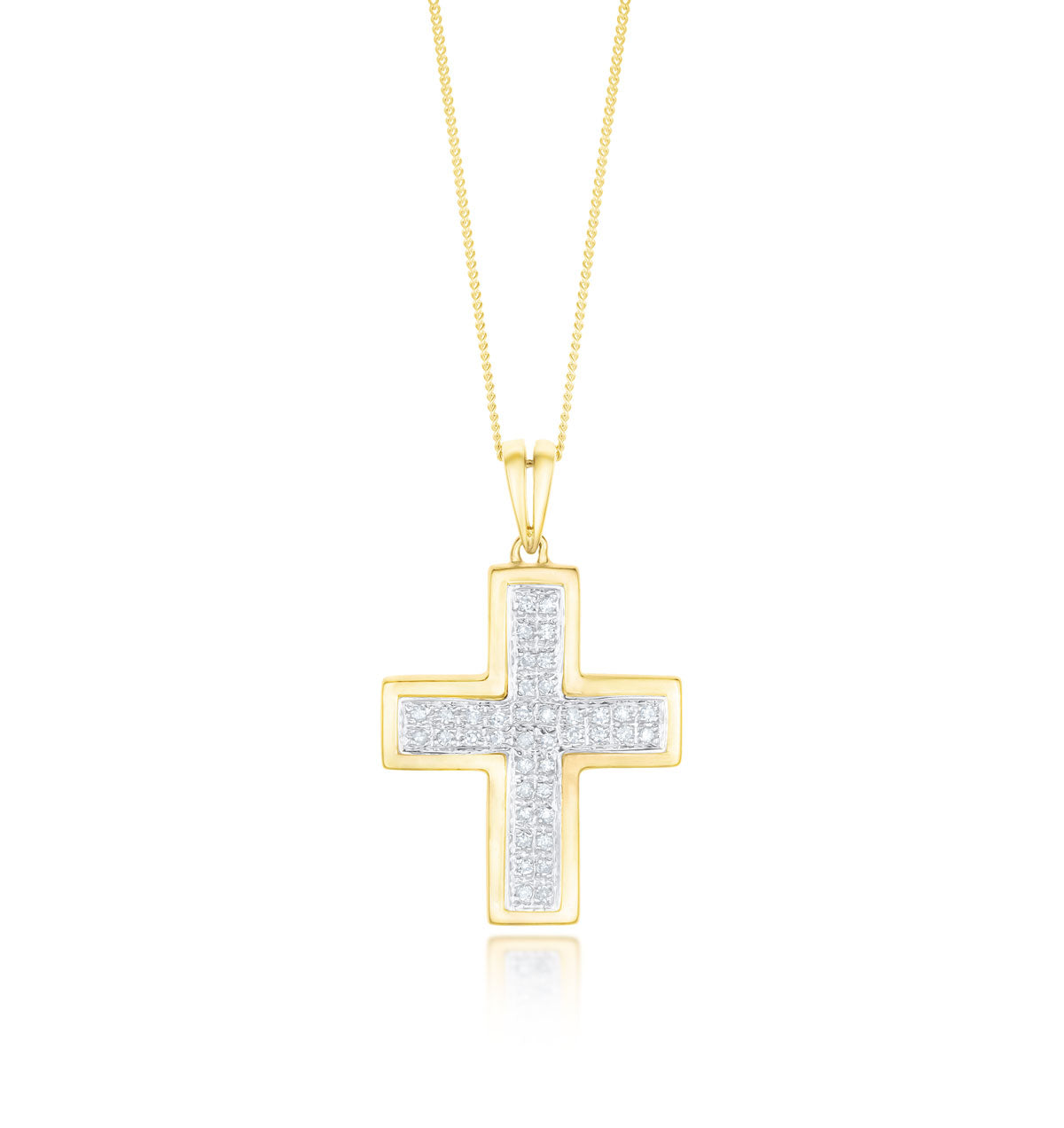 9K Gold Pave Diamond Cross Pendant (0.26ct)
